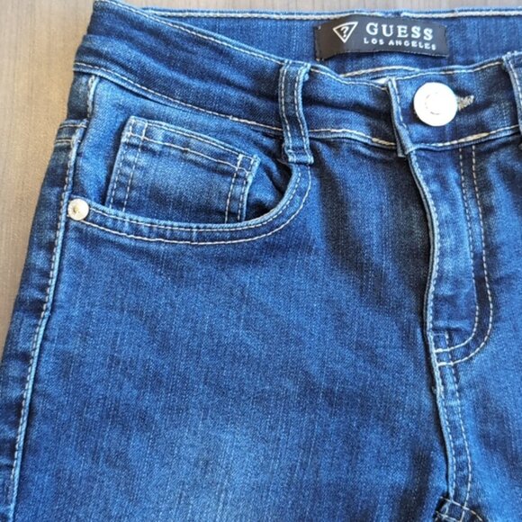 Guess Skinny Jeans Stretch Denim Adjustable Rhinestone Blue Girls Size 10 - Picture 2 of 13